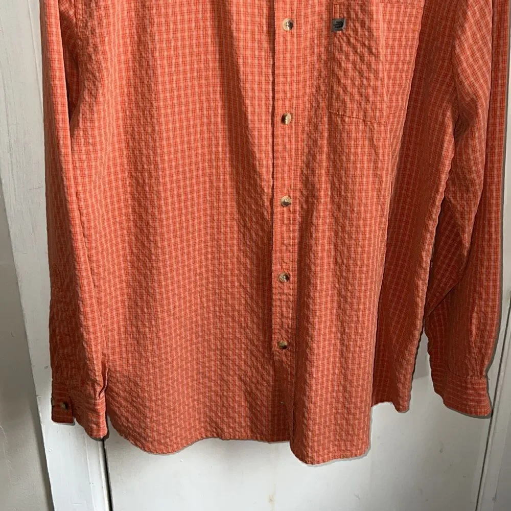 THE NORTH FACE Orange Plaid Button Up Shirt-L